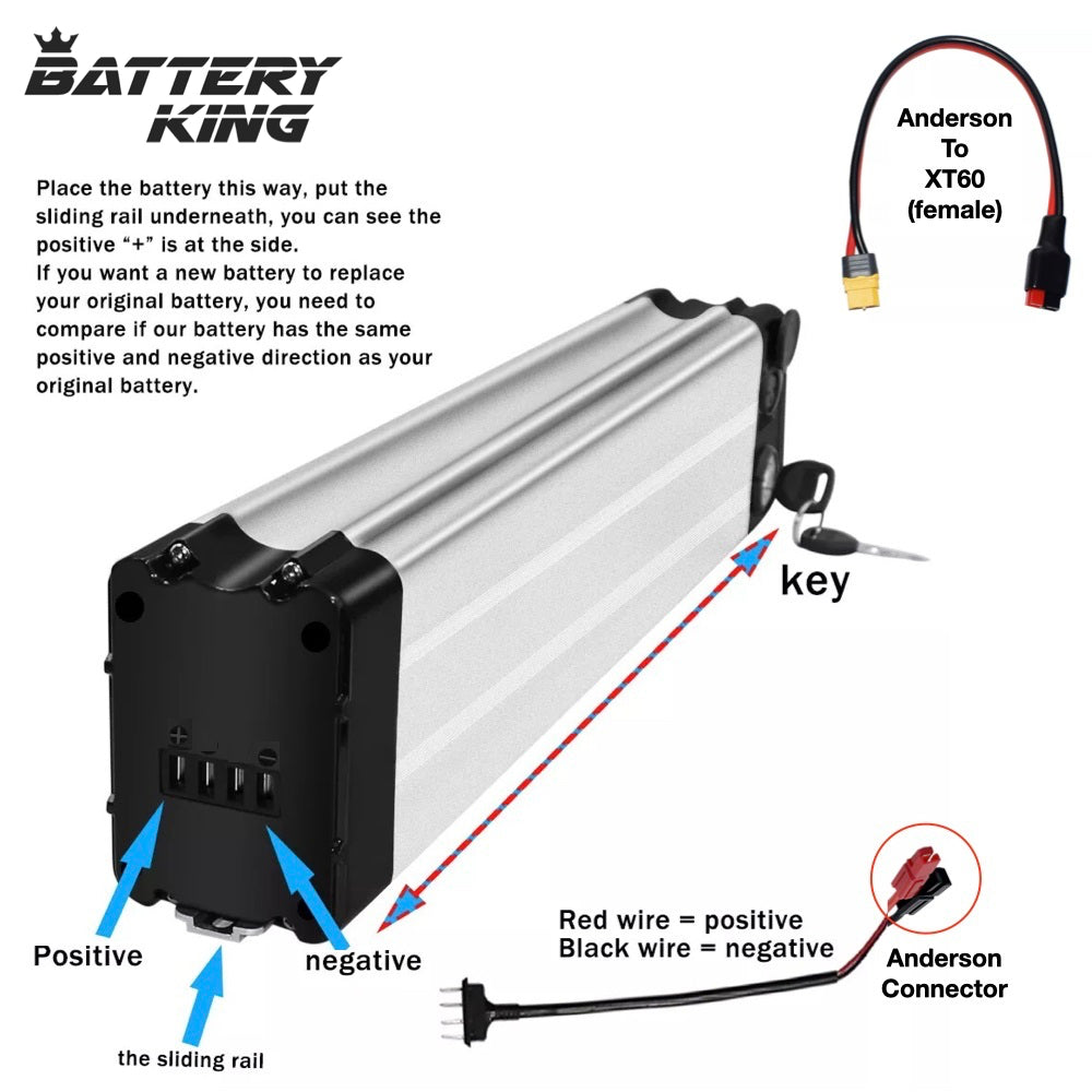 36V 13AH Silver fish E-Bike Battery 750W/4PINS