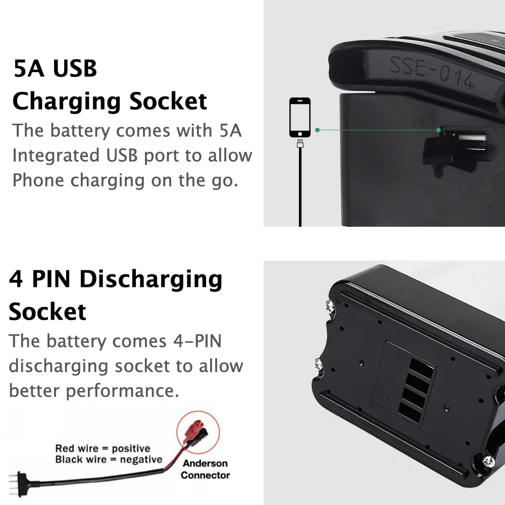 36V 13AH Silver fish E-Bike Battery 750W/4PINS