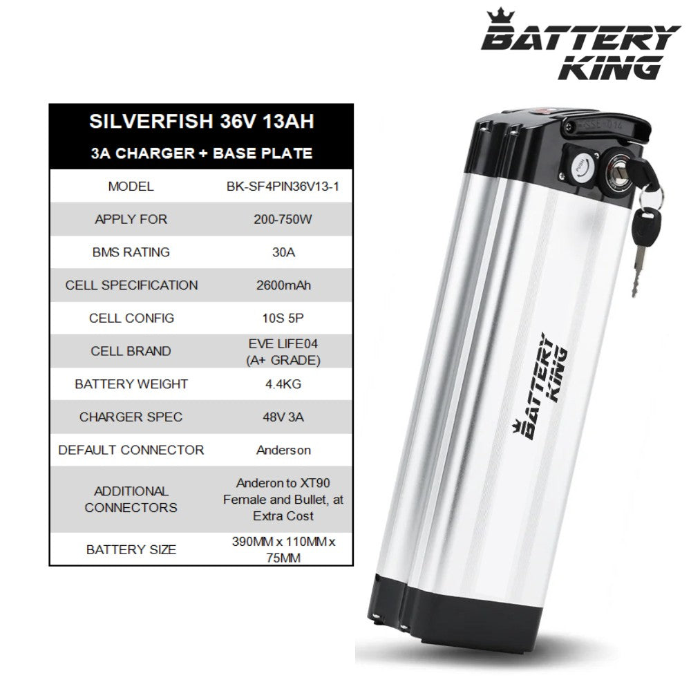 SilverFish E-bike Battery Specs table