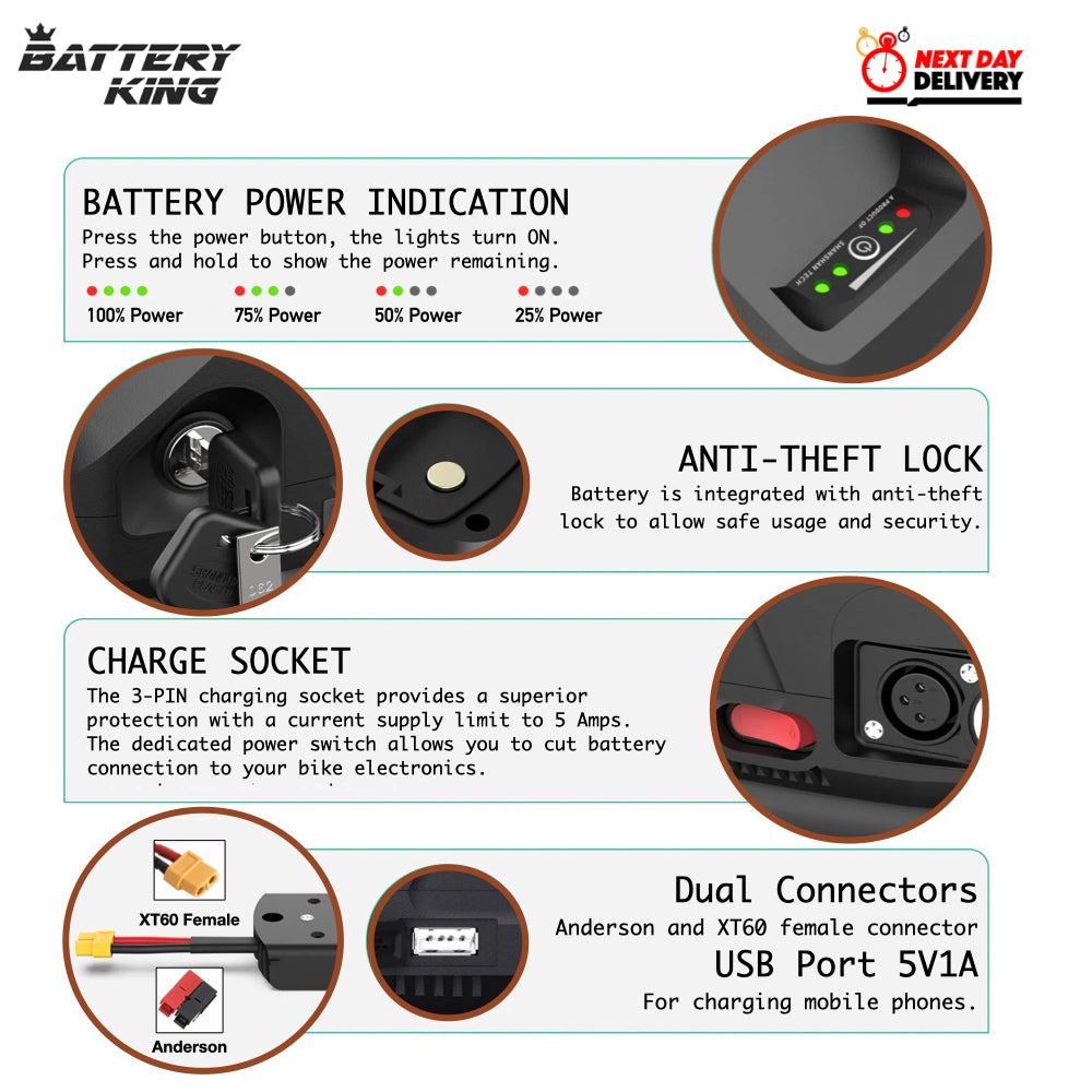 48V 15AH Hailong Downtube E-Bike Battery 1000W/5pins