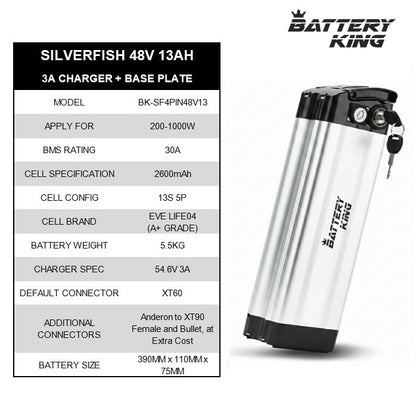 SilverFish E-bike Battery Specs table