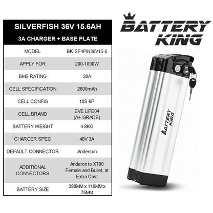 SilverFish E-bike Battery Specs table
